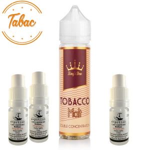 Pachet King's Dew 30ml - Tobacco Malt + 3 x Shot Nicotină 