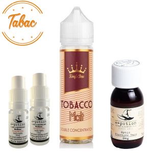 Pachet King's Dew 30ml - Tobacco Malt + 2 x Shot Nicotină + 1 x Bază 